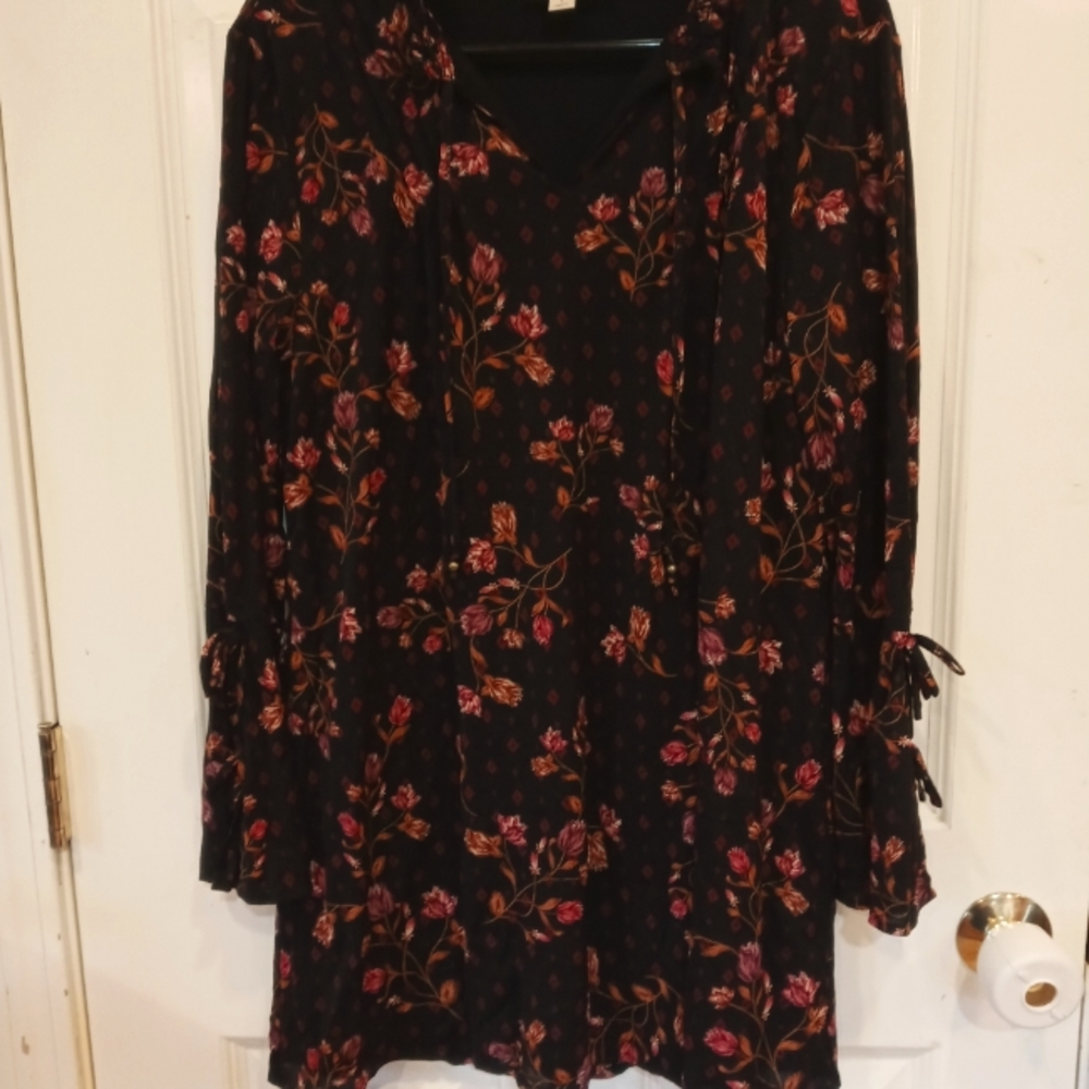 Floral Black Tunic Dress